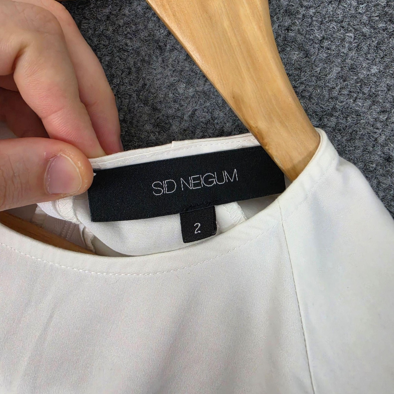 Sid Neigum Blouse 2 White Bell Sleeve Peplum Minimalist Elegant Chic Statement — image 5 of 8